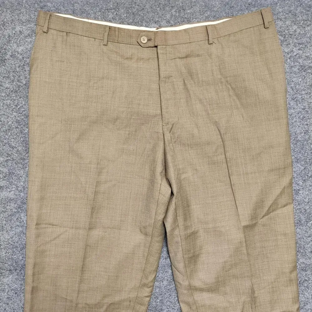 Bresciani Dress Pants Mens 42x29 Beige Wool Super 150's Lined Italy Classic Fit